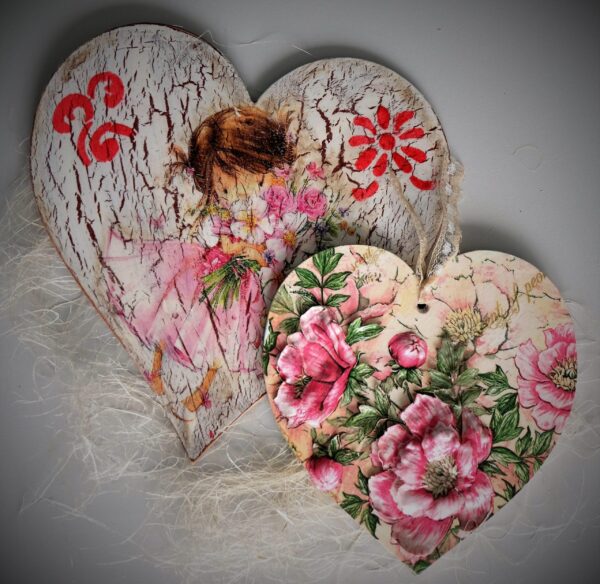 serca dekoracje serce decoupage