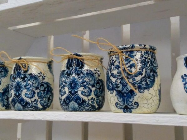 szklane pojemniki lampion pojemnik decoupage