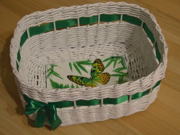 koszyk papierowa wiklina i decoupage biały koszyk papierowa wiklina