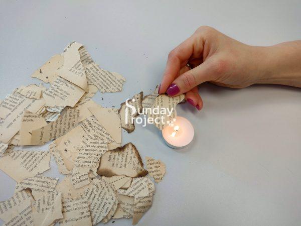 palenie kartek eko deko recykling ozdoby z papieru wykorzystanie starej ksiazki