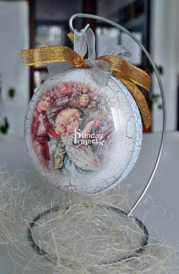 bombka dysk ze spękaniami 130m1 bombka vintage ze spękaniami