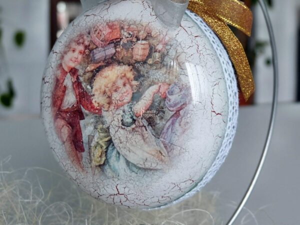 bombka dysk ze spękaniami 130m1 bombka vintage ze spękaniami