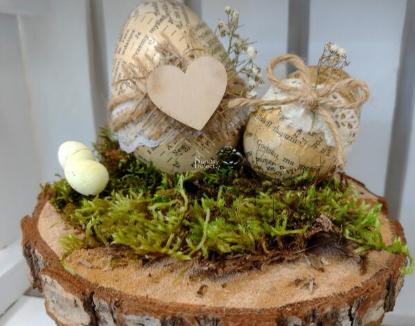 pisanka recyklingowa eko deko Pisanka eko deko na mchu, Wielkanoc