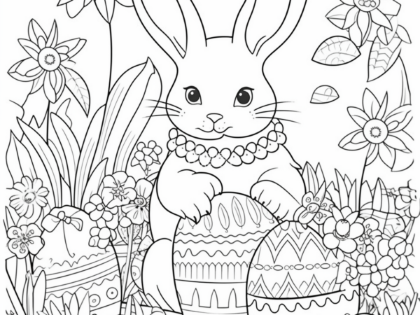 03 Mk2 Zajączek wielkanocny kolorowanka do pobrania zajączek i pisanki