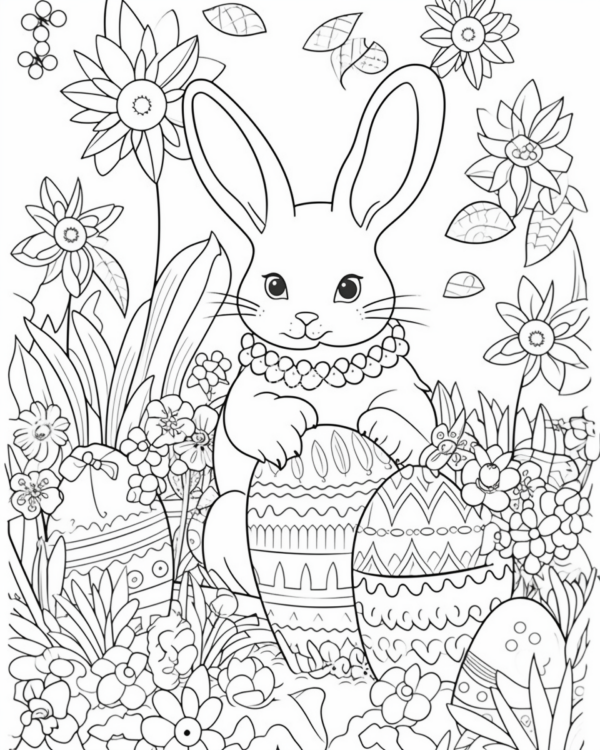 03 Mk2 Zajączek wielkanocny kolorowanka do pobrania zajączek i pisanki