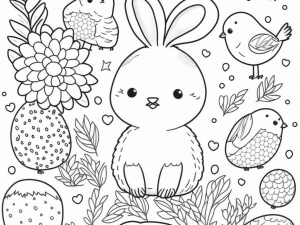 28k M2 króliczek wielkanocny Kolorowanka, króliczek wielkanocny, pisanki, kurczaczki