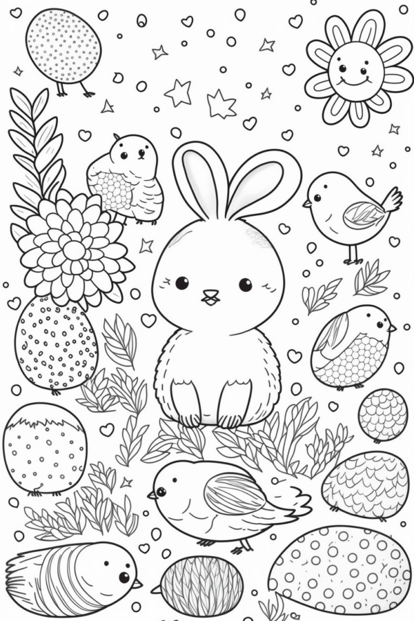28k M2 króliczek wielkanocny Kolorowanka, króliczek wielkanocny, pisanki, kurczaczki