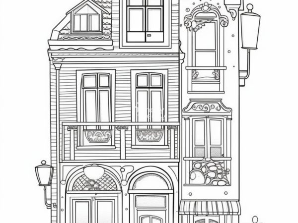 kolorowanka budynek (2) kolorowanka szczegółowa dom