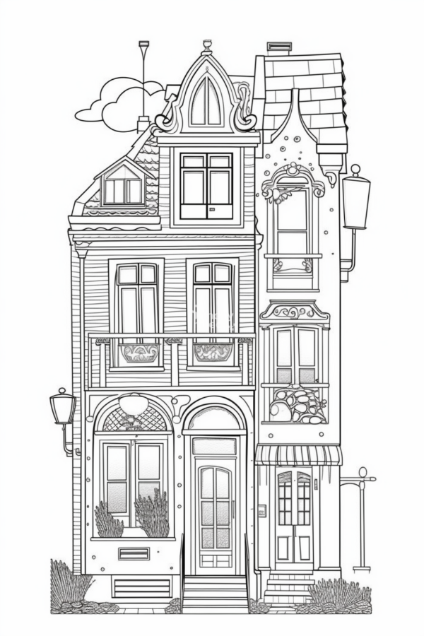 kolorowanka budynek (2) kolorowanka szczegółowa dom