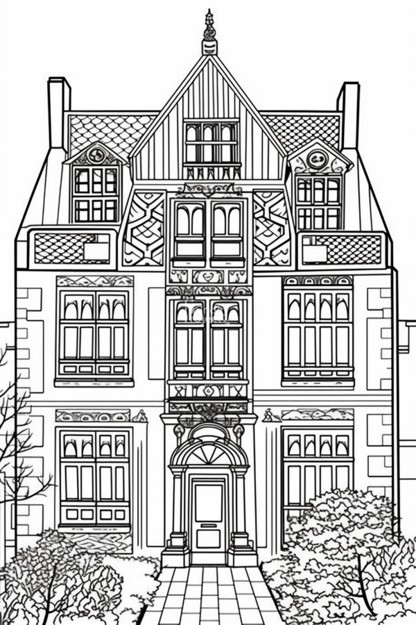 kolorowanka budynek kolorowanka do pobrania szczegółowa budynek