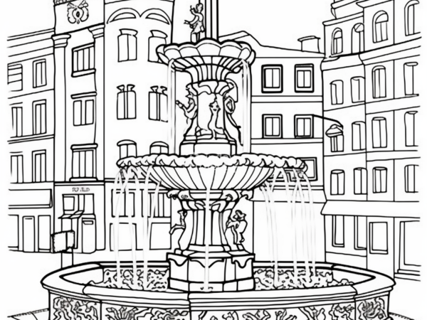 kolorowanka fontanna kolorowanka do pobrania fontanna