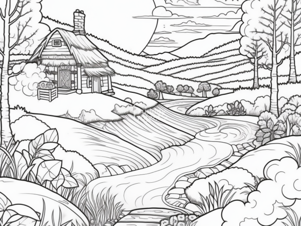 kolorowanka wieś kolorowanka do pobrania wieś krajobraz