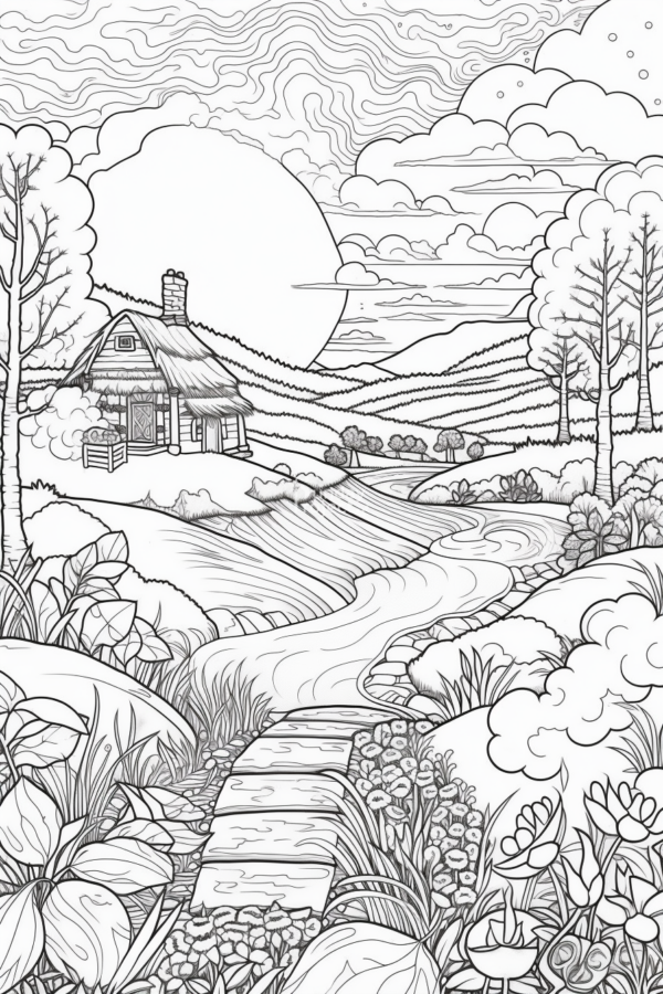 kolorowanka wieś kolorowanka do pobrania wieś krajobraz