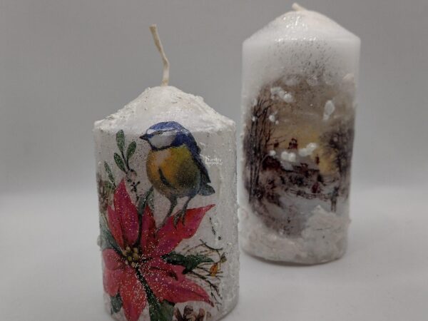 świece decoupage inspiracja jak zrobić świece ze śniegiem