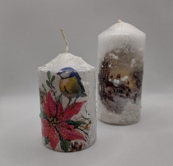 świece decoupage inspiracja jak zrobić świece ze śniegiem