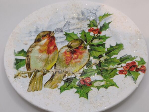 talerz na wigilię decoupage Talerz decoupage na wigilię Boże Narodzenie