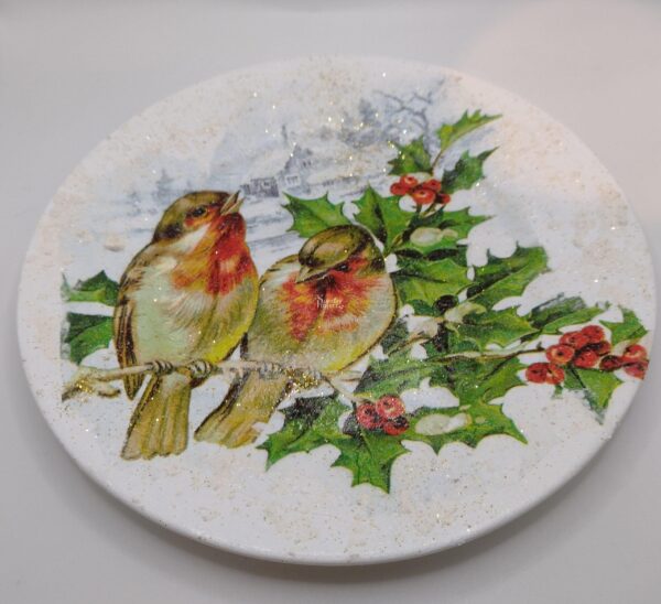 talerz na wigilię decoupage Talerz decoupage na wigilię Boże Narodzenie