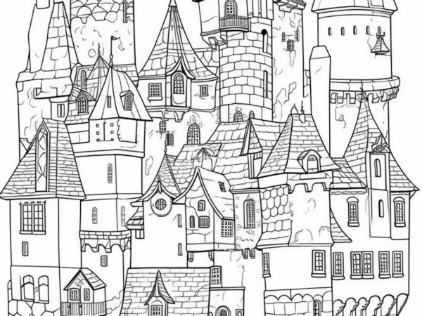 zamek kolorowanka kolorowanka szczegółowa do pobrania dla dorosłych góry
