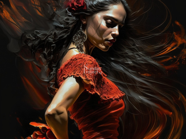 10cm M2 Kobieta w czerwonej sukni tańcząca flamenco grafika do pobrania kobieta flamenco