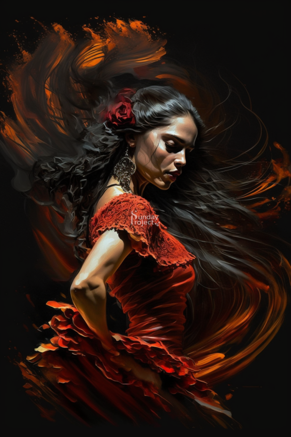 10cm M2 Kobieta w czerwonej sukni tańcząca flamenco grafika do pobrania kobieta flamenco