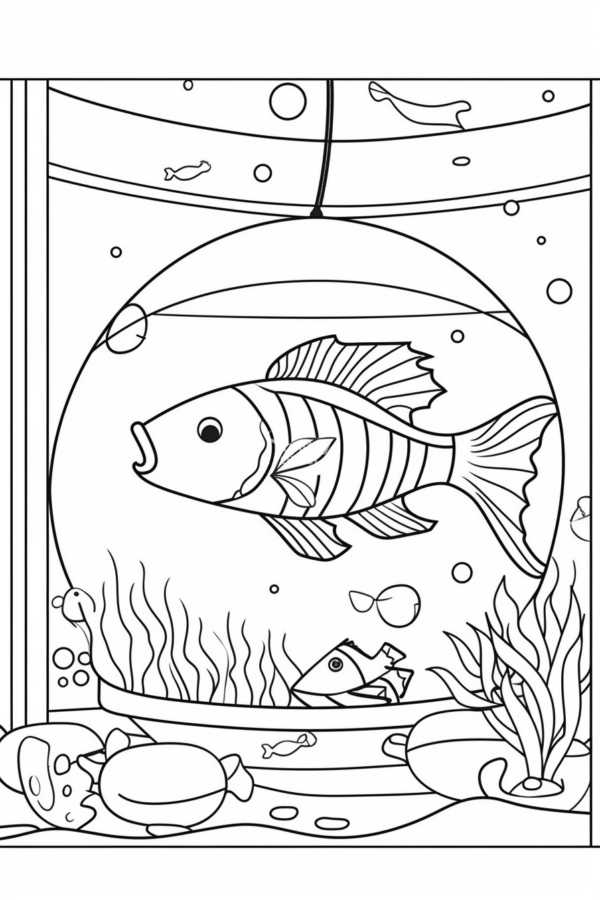 kolorowanka rybki akwarium zwierzeta kolorowanka dla dzieci do pobrania rybka akwarium