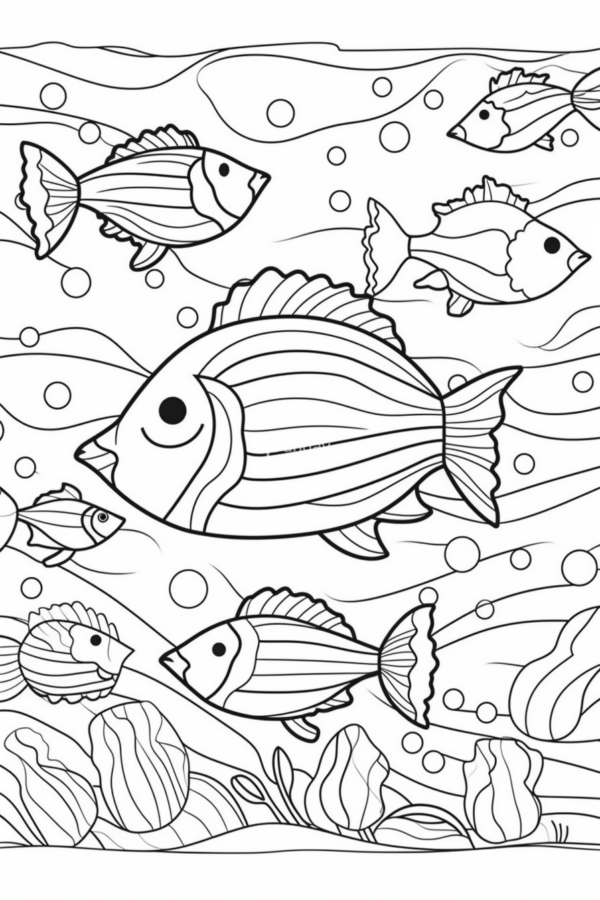 kolorowanka dla dzieci do pobrania rybki podwodny świat zwierzeta