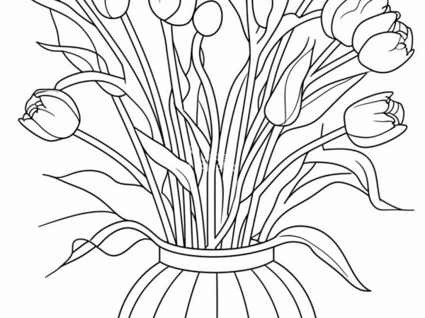 tulipany kolorowanka kolorowanka do pobrania tulipany, na dzień mamy, bukiet