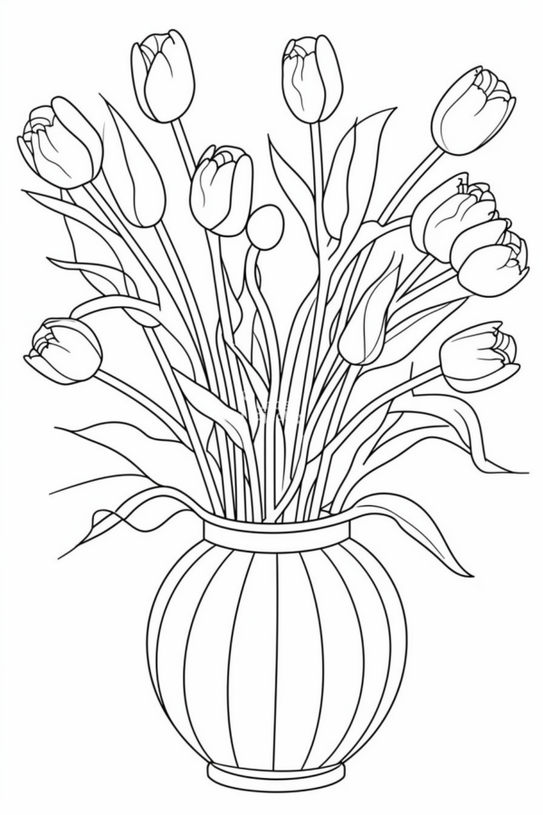 tulipany kolorowanka kolorowanka do pobrania tulipany, na dzień mamy, bukiet