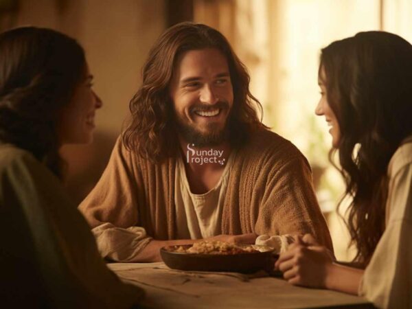 Zdjęcie Pan Jezus Przyjaciele Betania grafika do pobrania Pan Jezus w betanii, św Marta