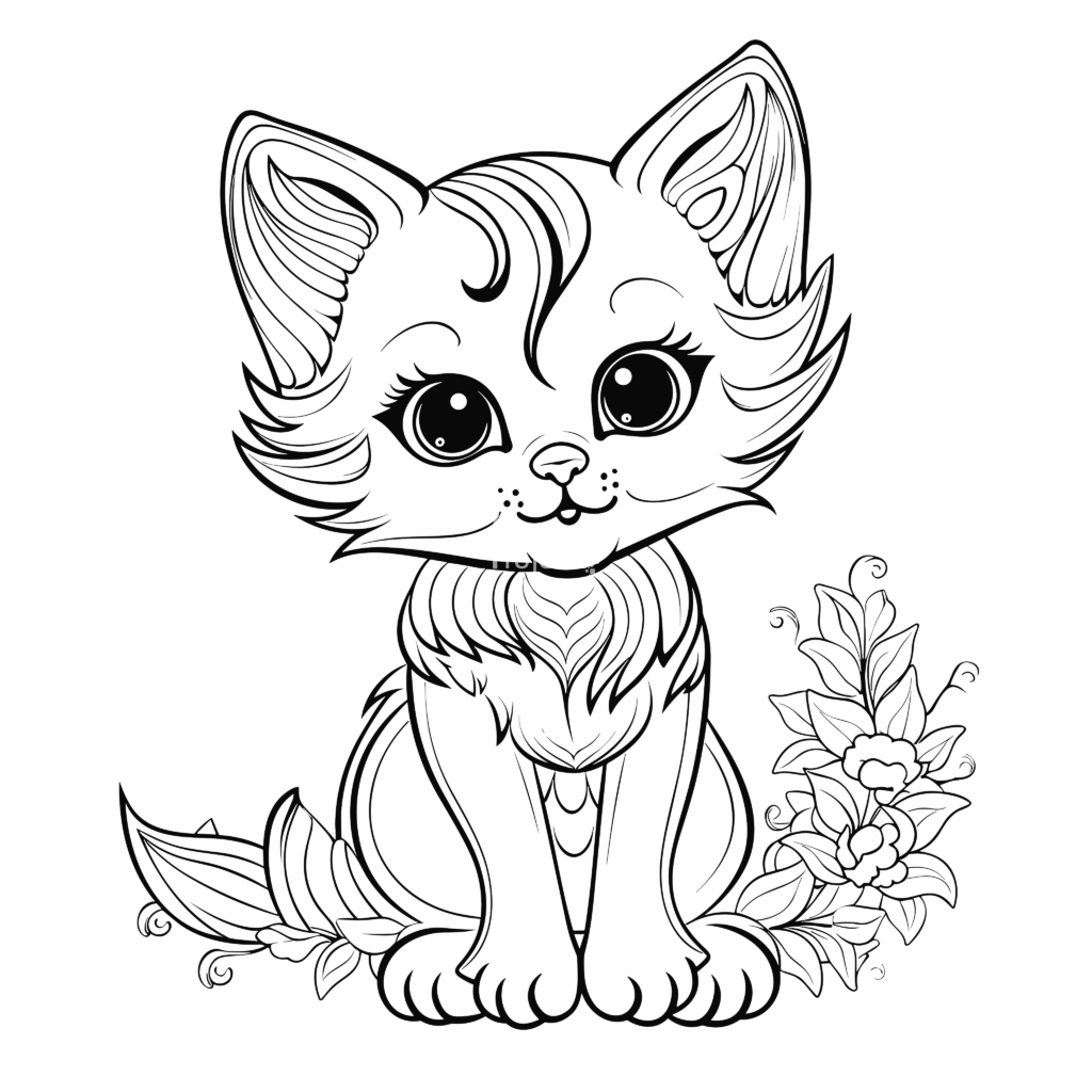słodki kotek kolorowanka do pobrania zwierzęta