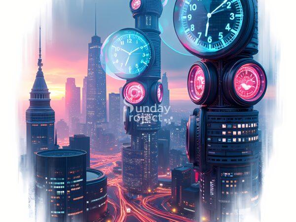 zegary science grafika do pobrania miasto i zegary, futurystyczne miasto