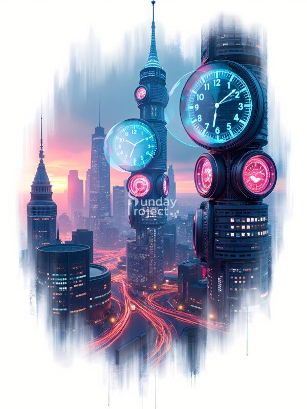 zegary science grafika do pobrania miasto i zegary, futurystyczne miasto