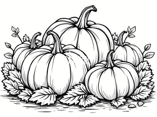 Duże dynie, jesienna kolorowanka, wydzieranka kolorowanka jesienna do pobrania, jesień, dary jesieni