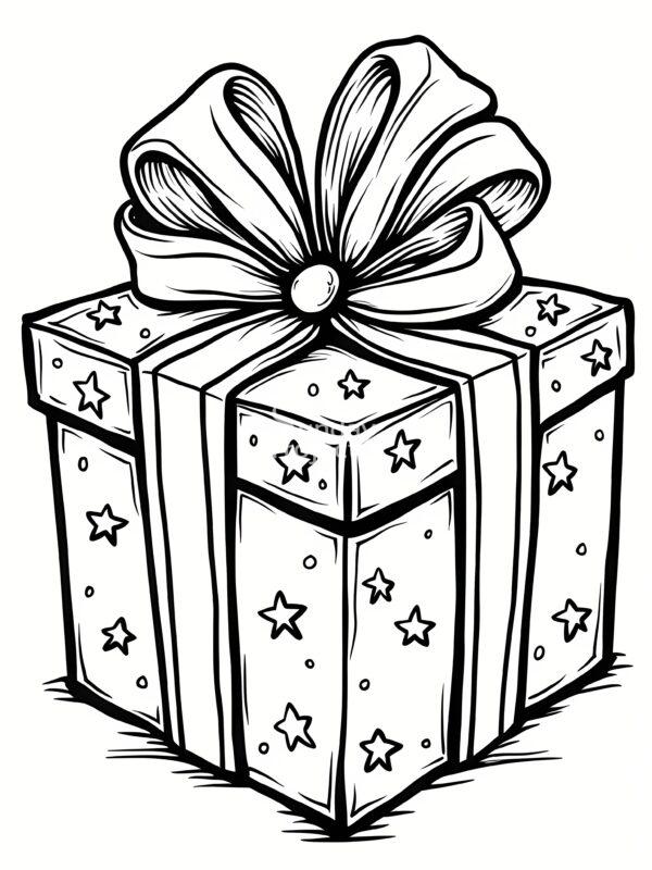 Prezent Świąteczny z dużą kokardą, święta, Boże Narodzenie kolorowanka świąteczny prezent