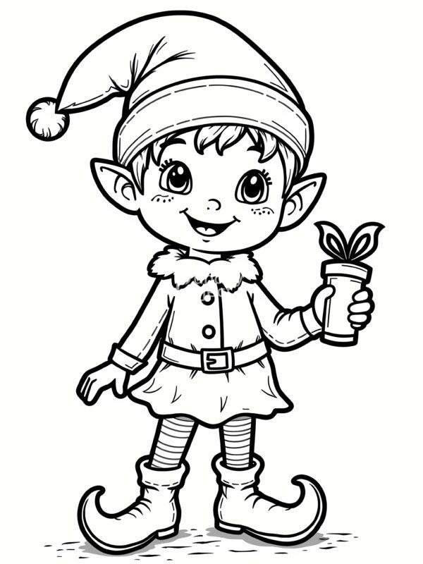 Świąteczny elf, święta, Boże Narodzenie kolorowanka śwąteczny elf kolorowanka do pobrania