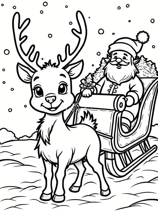 Święty Mikołaj z reniferem kolorowanka Święty Mikołaj z reniferem kolorowanka