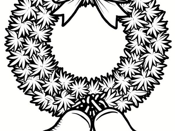 święta, świąteczny wieniec z dużą kokardą na górze i dzwoneczkami wieniec świąteczny kolorowanka do pobrania, Boże Narodzenie,