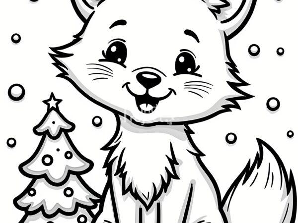 kolorowanka na święta lis z choinką