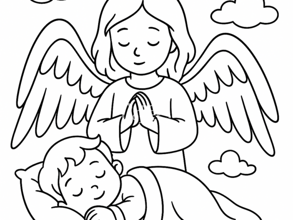 kolorowanka religijna do pobrania anioł stróż