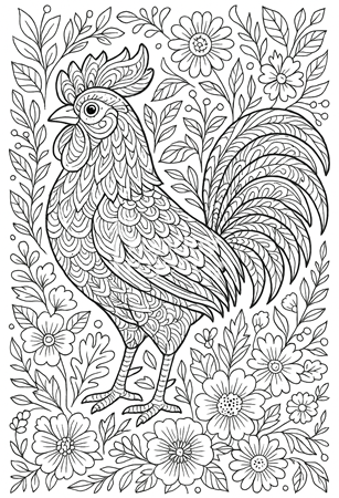 kolorowanka do pobrania kogut zwierzęta