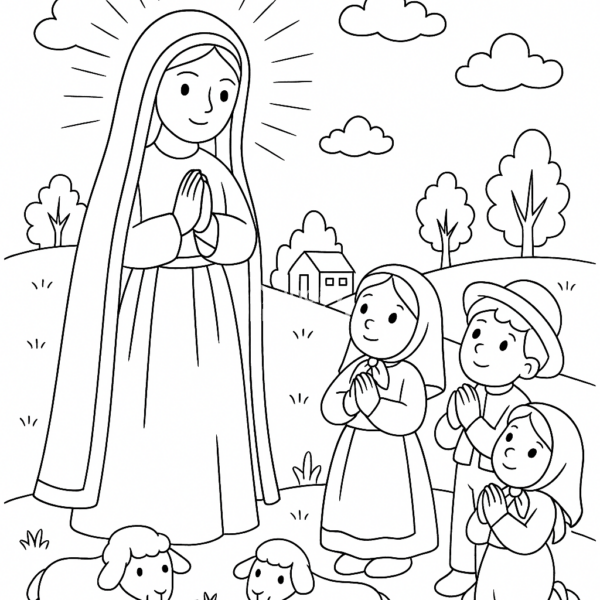 Kolorowanka Fatima kolorowanka dla dzieci do pobrania Maryja, Matka Boska Fatimska