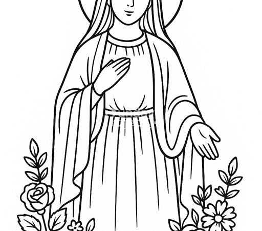 Kolorowanka religijna dla dzieci do pobrania Maryja