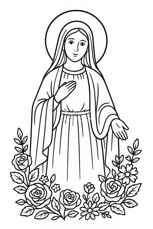 Kolorowanka religijna dla dzieci do pobrania Maryja