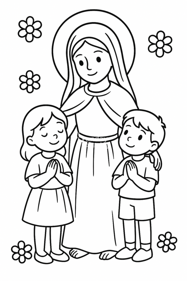 Matka Boża religijna kolorowanka do pobrania dla dzieci