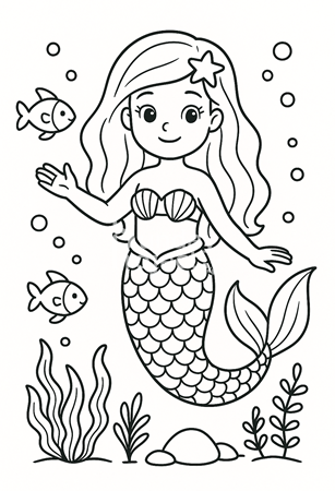 kolorowanka dla dzieci mała syrenka Kolorowanka dla dzieci syrenka
