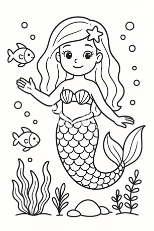 Kolorowanka dla dzieci syrenka