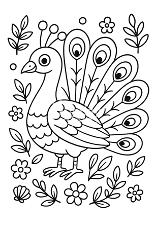 kolorowanka dla dzieci paw zwierzęta zwierzaki kolorowanka do pobrania dla dzieci za darmo paw zwierzątka