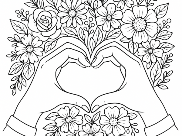 kolorowanka dla dzieci laurka do pobrania serce ułożone w kształt serca kolorowanka na dzień mamy