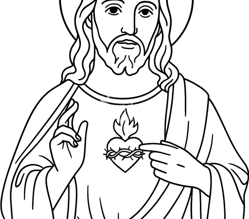 kolorowanka dla dzieci do pobrania serce Jezusa