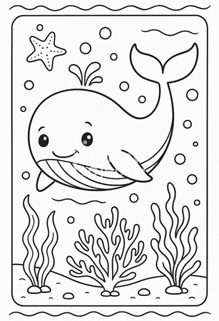 kolorowanka dla dzieci Wieloryb w podwodnym świecie kolorowanka dla dzieci do pobrania zwierzęta ocean